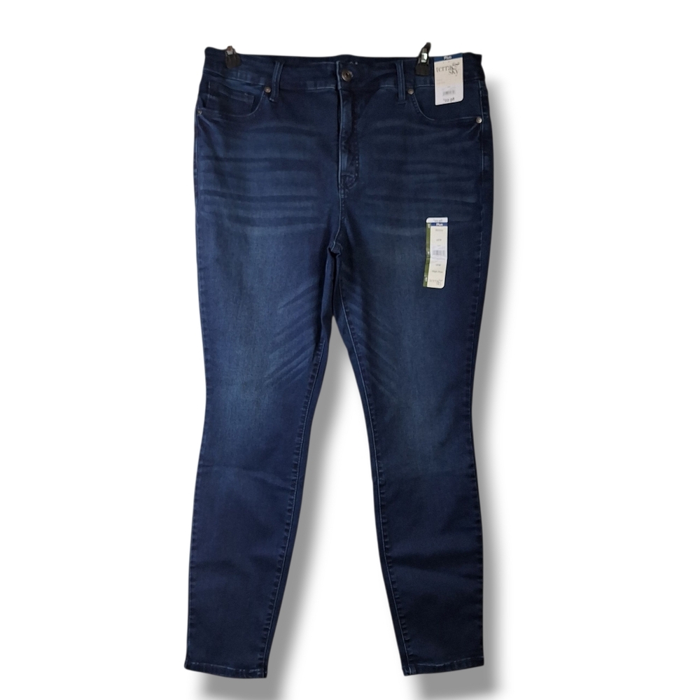 New Terra & Sky Jeans Womens 16W Blue Skinny High Rise Stretch